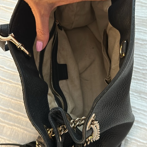 Gucci Pebbled Calfskin Medium Soho Chain Shoulder Bag Black - Picture 10 of 13